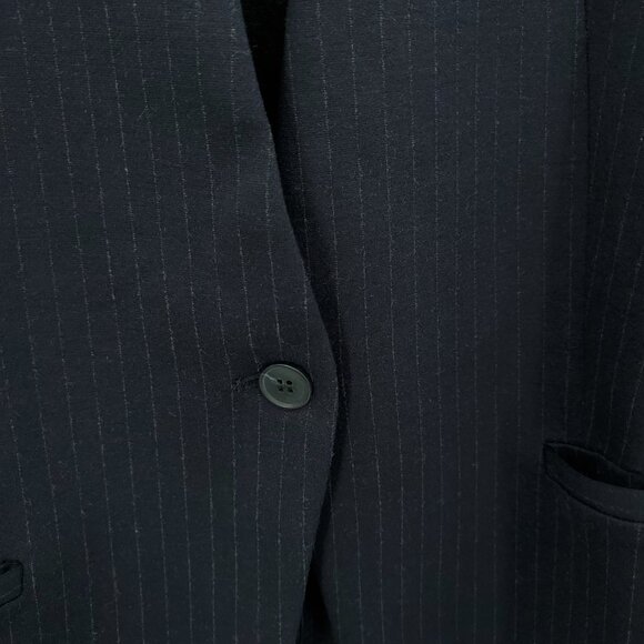 Spanx Collarless Oversize Ponte Knit Blazer L Navy Blue Pinstripe - Picture 9 of 16